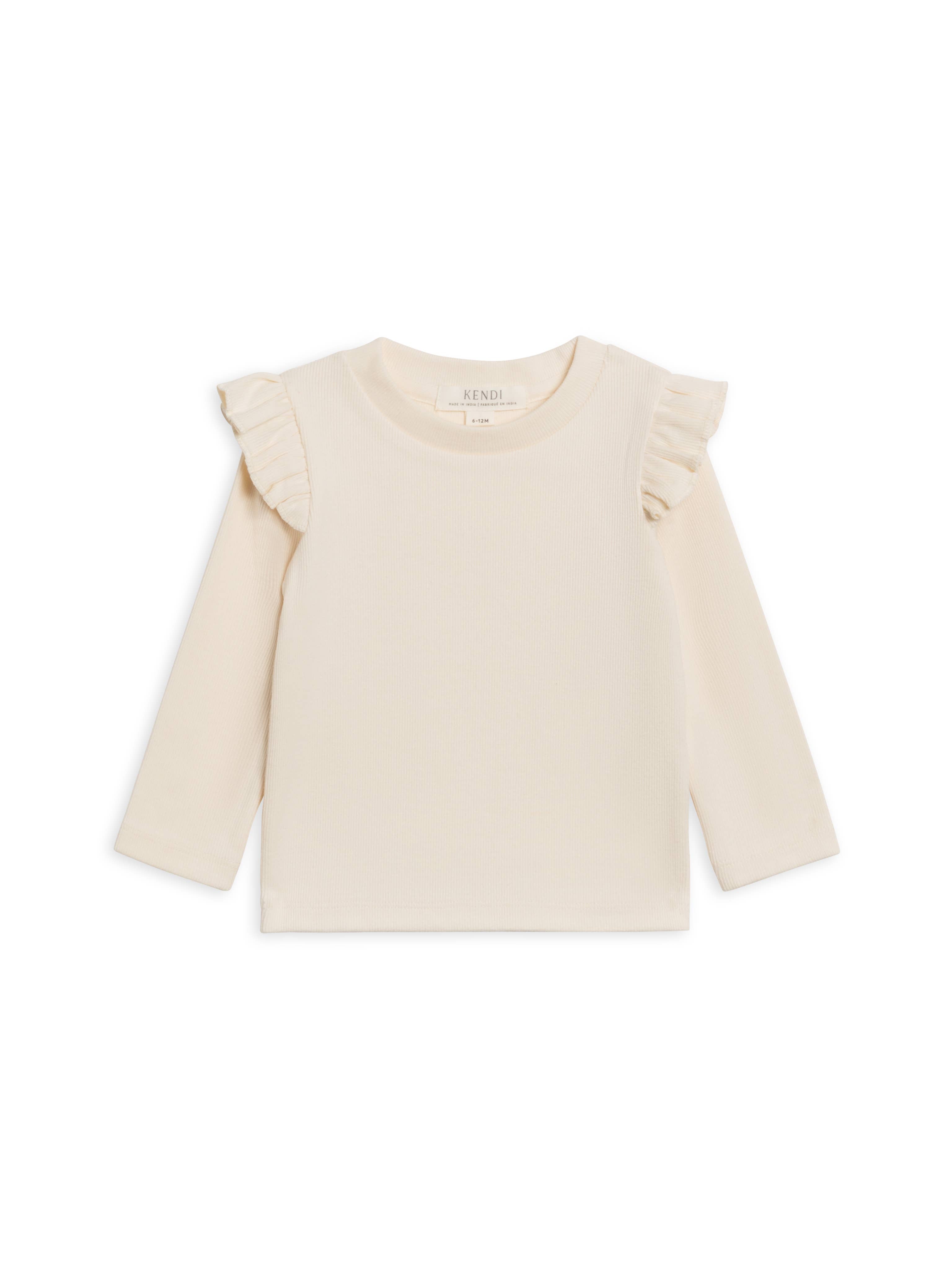 Image of Colored Organics - Gaby Ribbed Ruffle Long Sleeve Top